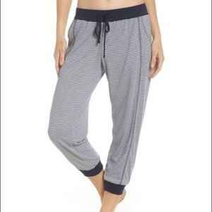 Splendid stripe cropped PJ pants - navy, size S